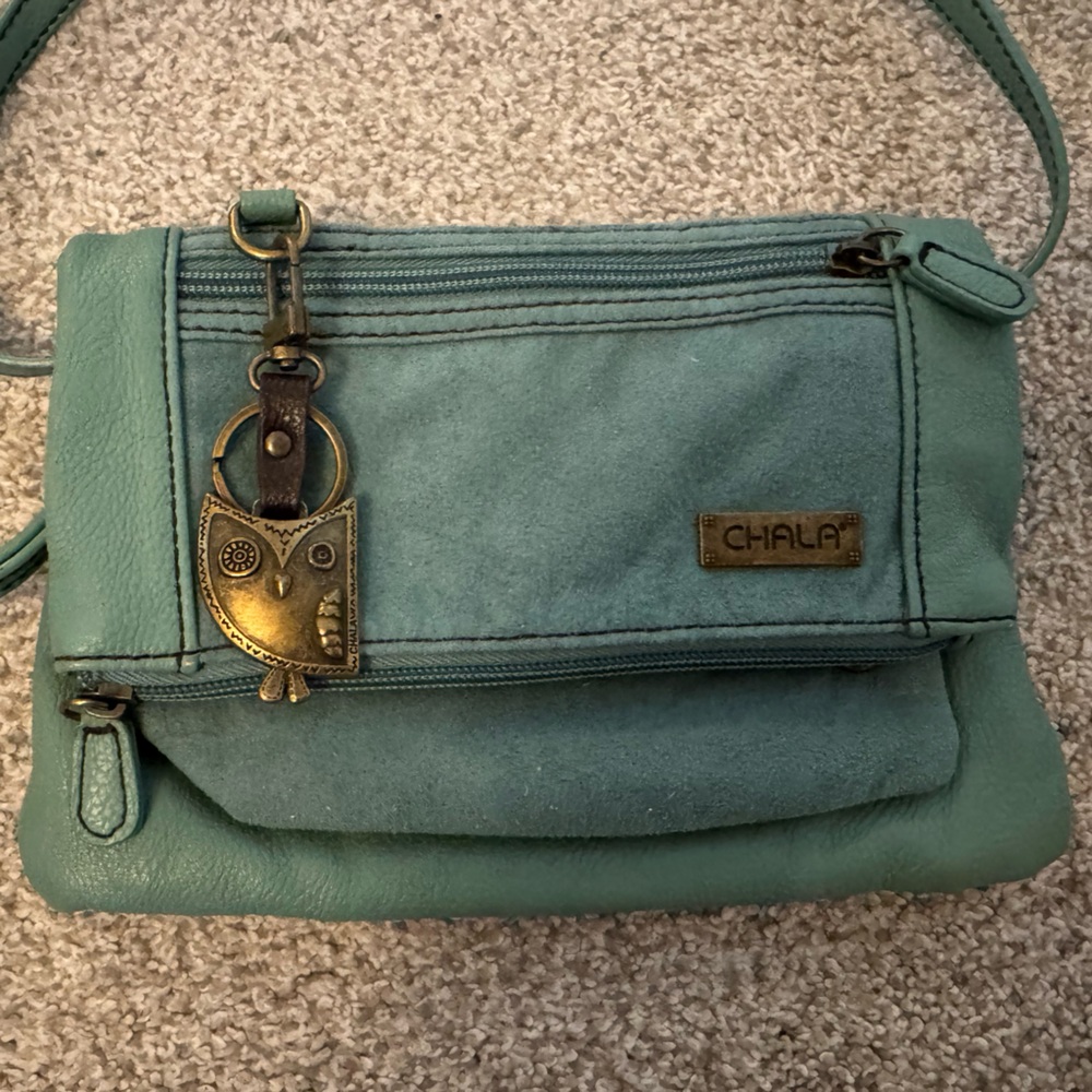 Chala Aqua Crossbody Bag with Bird Charm